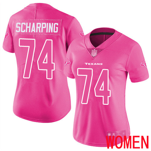 Houston Texans Limited Pink Women Max Scharping Jersey NFL Football #74 Rush Fashion->houston texans->NFL Jersey